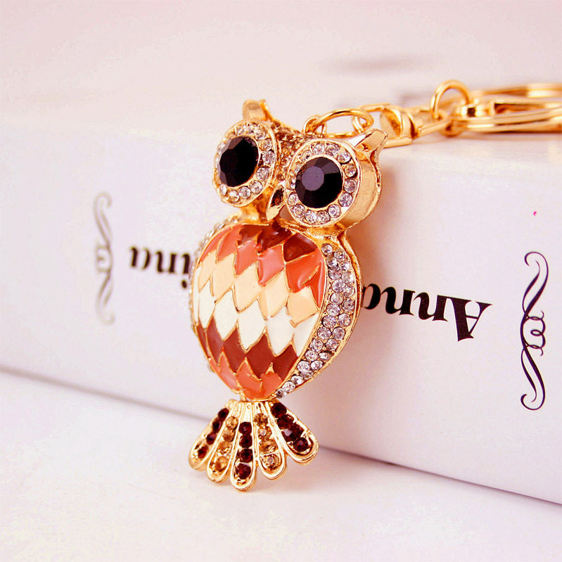 Creative Cartoon Diamond  Owl Car Keychain Pendant