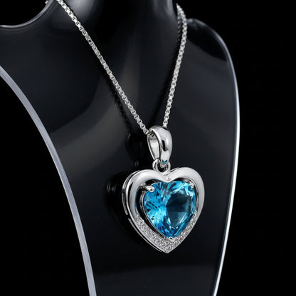 Sterling Silver Necklace for Her - Elegant Blue Pendant Jewelry Gift for Women