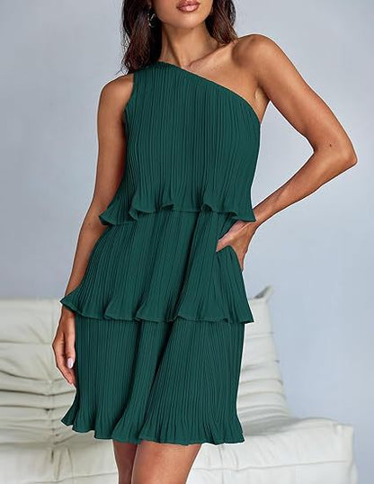 Off-Shoulder Layered Hem Dress