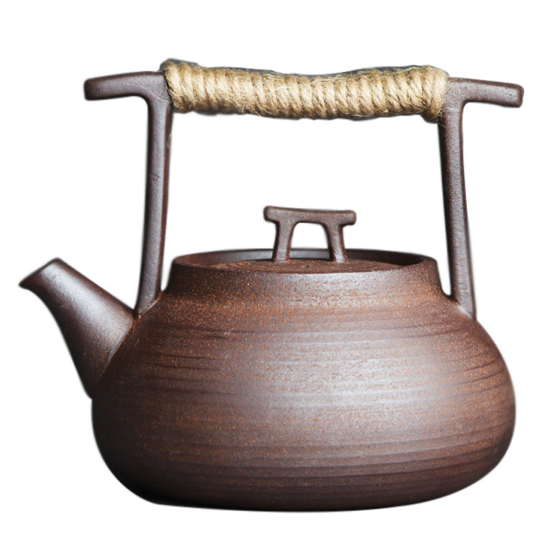 Vintage-Style Portable Stoneware Travel Teapot