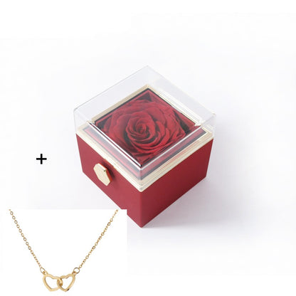 Acrylic Ring Box - Valentine's Day Proposal & Engagement Gift Box with Rose