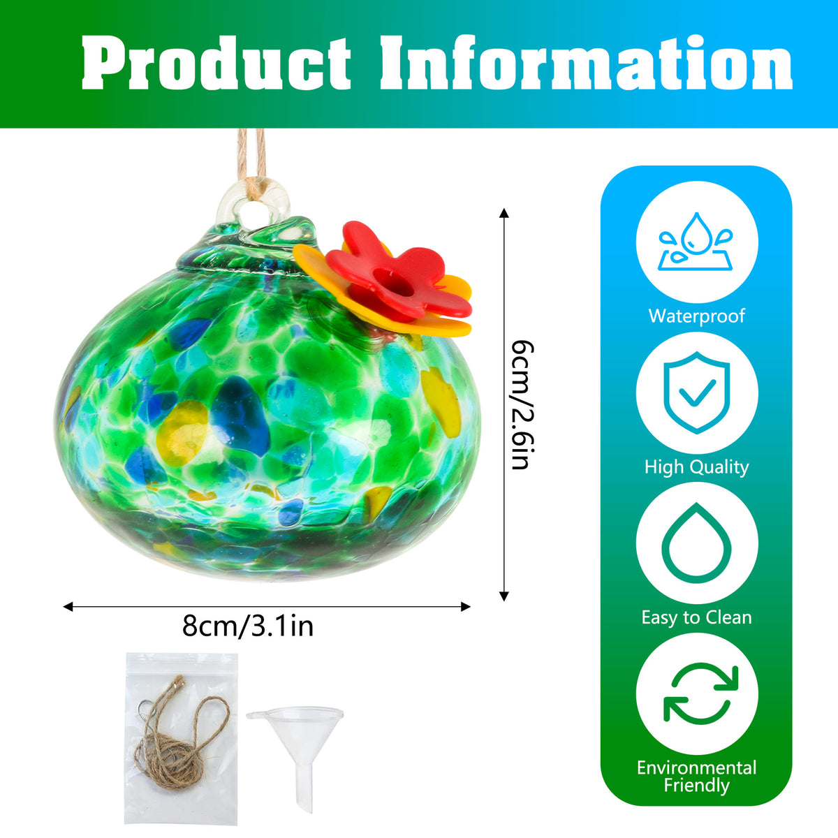 Handcrafted Glass Bird Feeder – Decorative Outdoor Garden Feeder