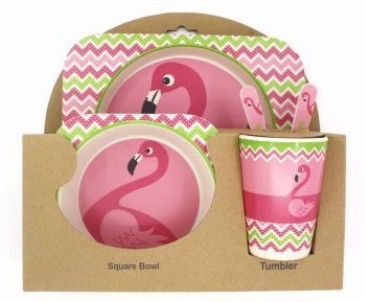 5-Piece Natural Bamboo Fiber Baby Tableware Set – BPA-Free Kids Dishes