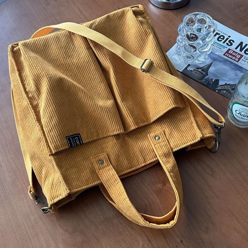 Corduroy Multi-Pocket Messenger Bag