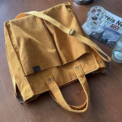 Corduroy Multi-Pocket Messenger Bag