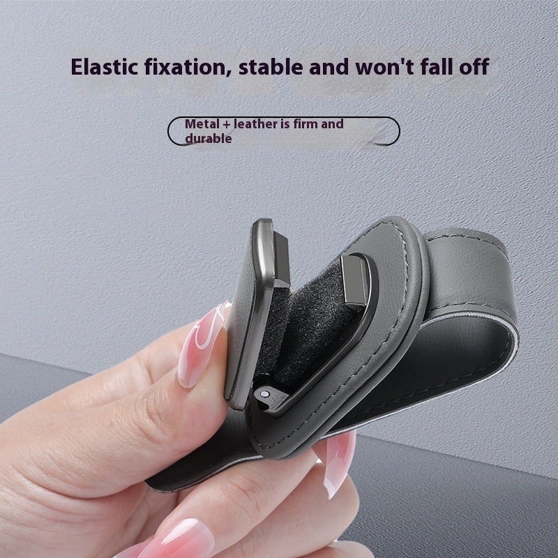Leather Car Sunglasses Holder - Visor Clip Eyeglasses Storage Organizer