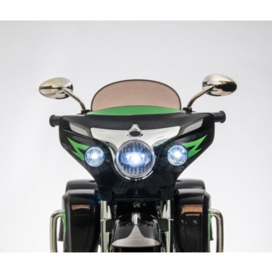 Kids 12V Electric Motorcycle – 2-Seat 3-Wheel Ride-On with Music, Lights & Storage, Ages 3–8