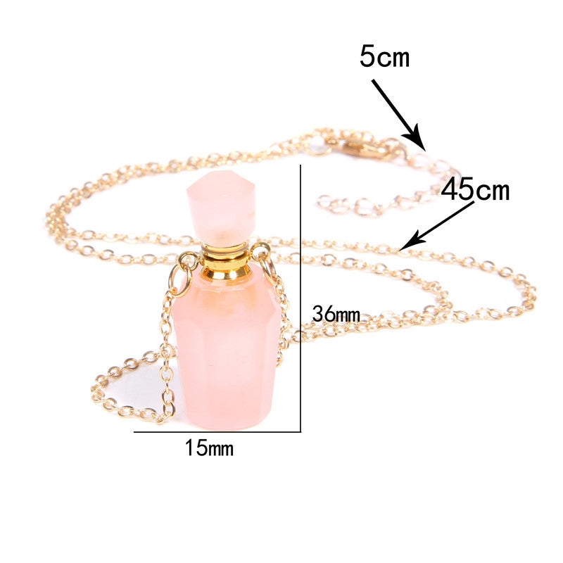 Natural White Crystal Perfume Bottle - Essential Oil Aromatherapy Pendant Necklace