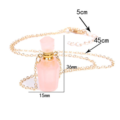 Natural White Crystal Perfume Bottle - Essential Oil Aromatherapy Pendant Necklace
