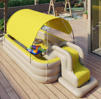 Children's Inflatable Swimming Pool with Shade & Slide