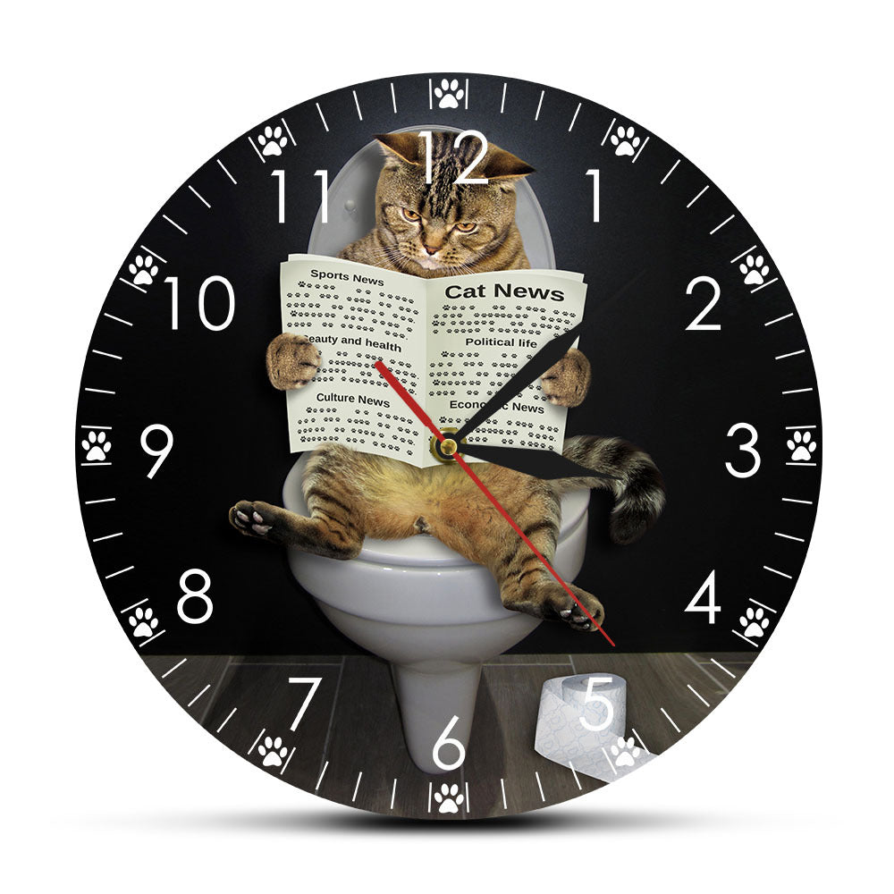 “Hilarious Cat on Toilet Clock – Perfect Gift for Cat Lovers”