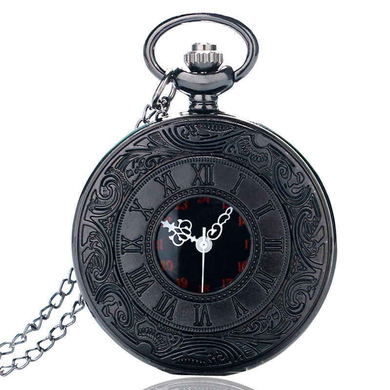 Roman Numeral Lace Pocket Watch – Vintage Quartz Chain Watch