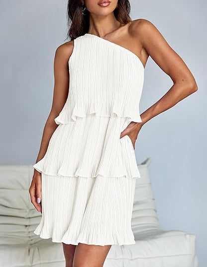 Off-Shoulder Layered Hem Dress