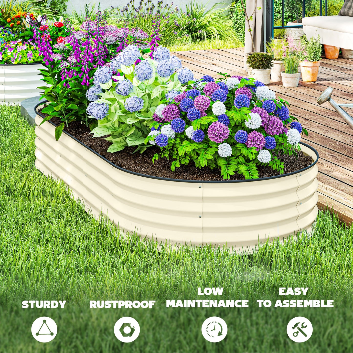 Raised Garden Bed Set - 2 Pack, 7' x 3' x 1' - Cream White