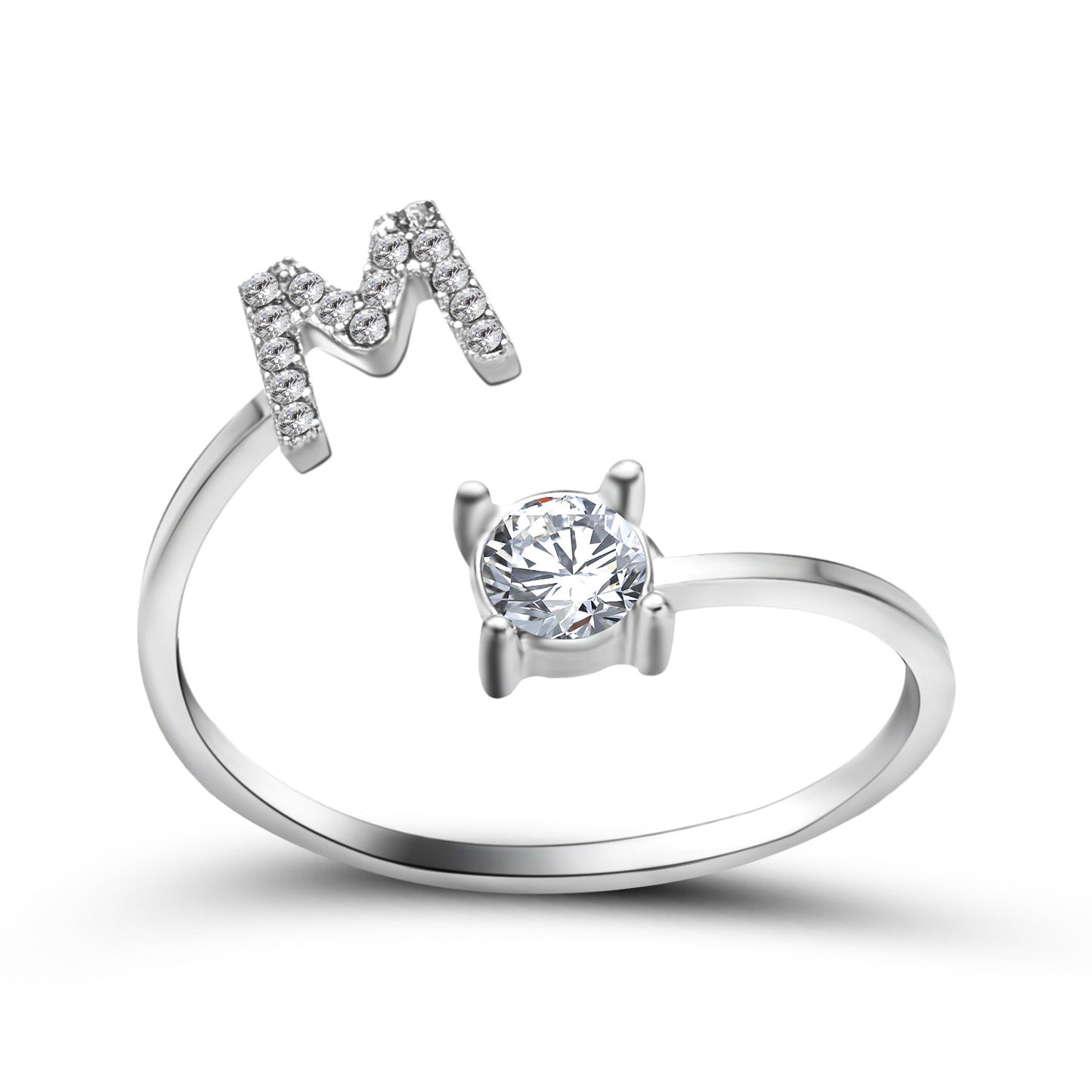 Personalized Initial Letter Ring | Adjustable Zircon Ring for Women