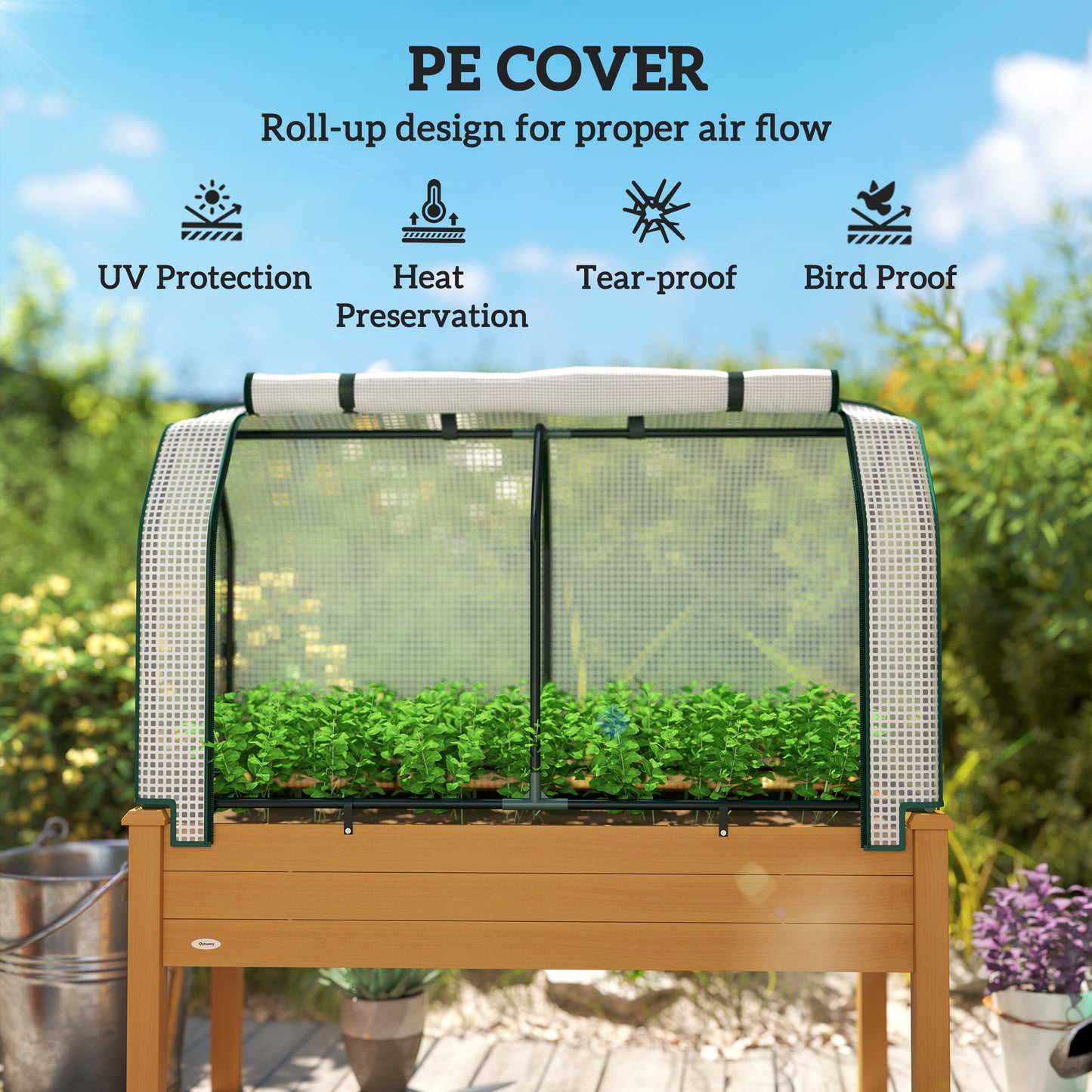 Raised Garden Bed with Greenhouse Cover - 48" x 22" x 46"