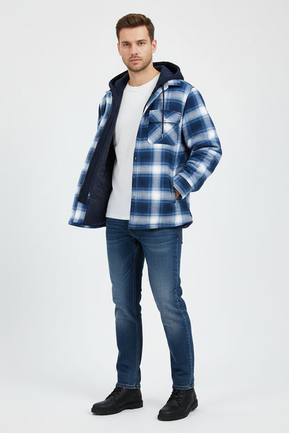 Men's Plaid Hooded Winter Jacket