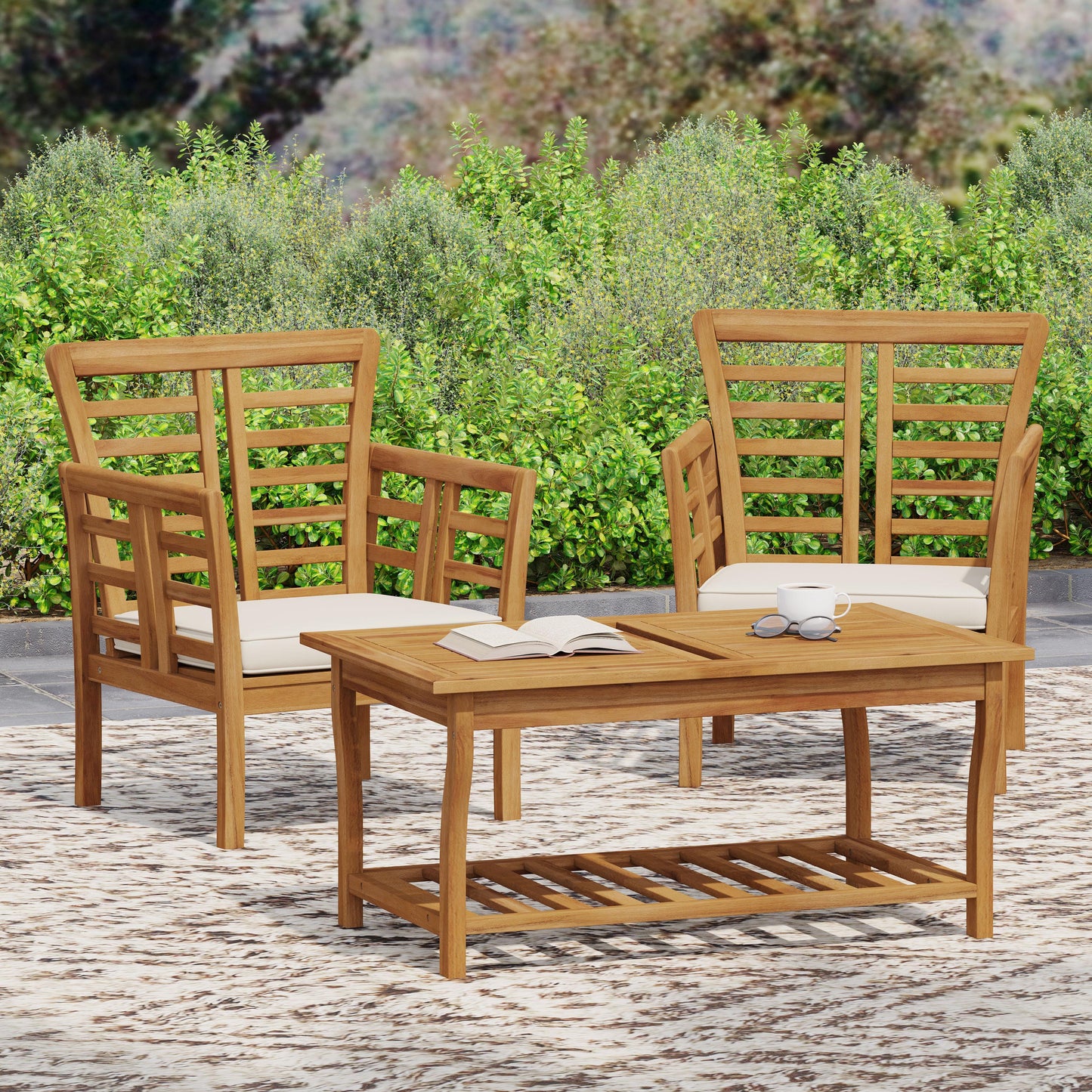 CAYDON 2 CLUB CHAIRS   TABLE