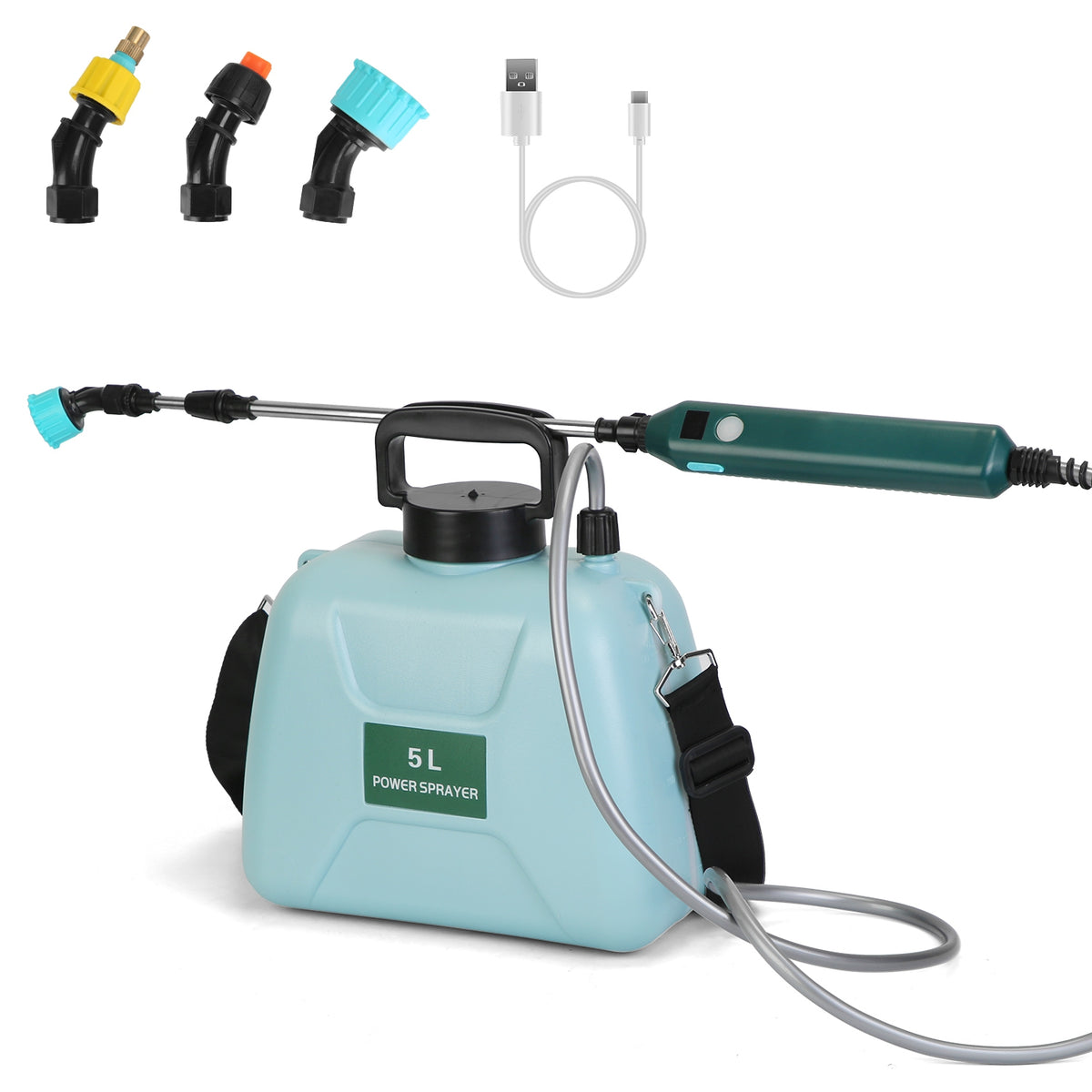 Electric Garden Sprayer – 5L Battery-Powered with Telescopic Wand & 3 Nozzles