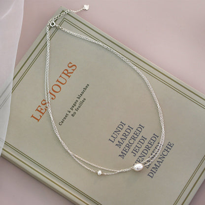ASHIQI Natural Freshwater Pearl Necklace for Women 925 Sterling Silver Chain Fashion Jewelry Gift