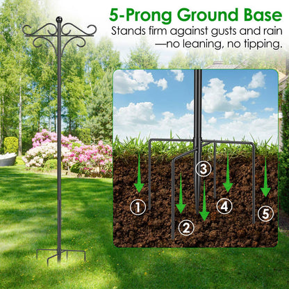 2-Pack Heavy Duty Double Shepherd's Hook — Bird Feeder & Garden Hanging Pole