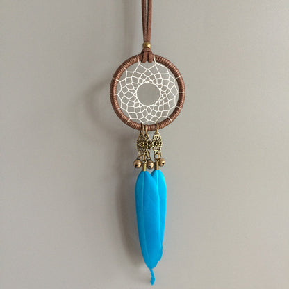 Feather Dreamcatcher Car Pendant - Boho Rearview Mirror Hanging Ornament with Bell