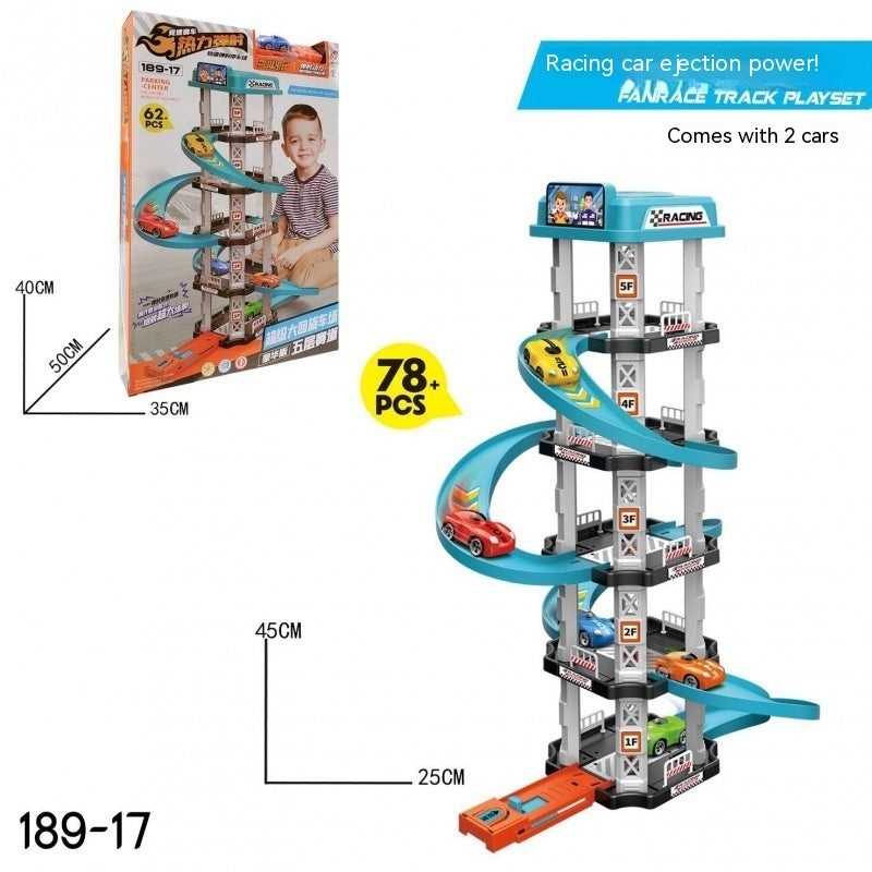 Children's Large Parking Lot Track Set with Cars