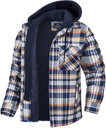 Men's Plaid Hooded Winter Jacket