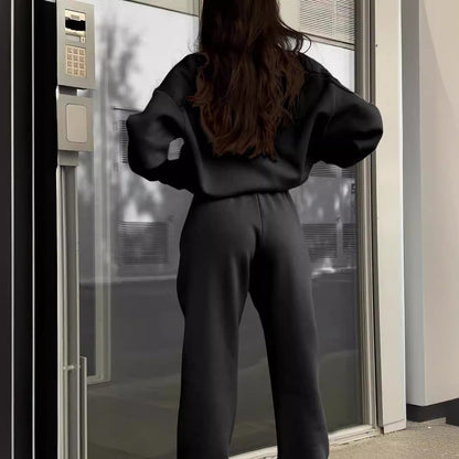 Women's Sporty Full-Zip Sweatshirt and Pants Set