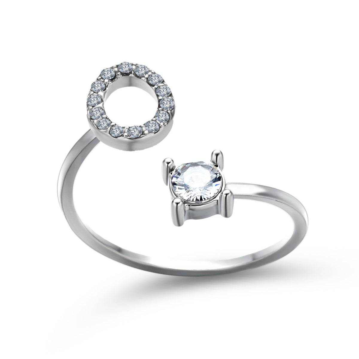 Personalized Initial Letter Ring | Adjustable Zircon Ring for Women