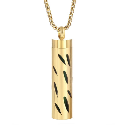 Gold Stainless Steel Aromatherapy Necklace - Cylindrical Hollow Pendant Essential Oil Diffuser