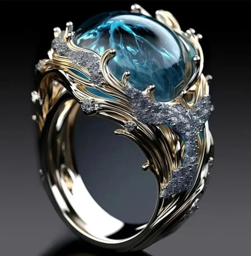 Introducing the Fashion Wave Oil Drop Diamond Inlaid Women's High-end Ring.