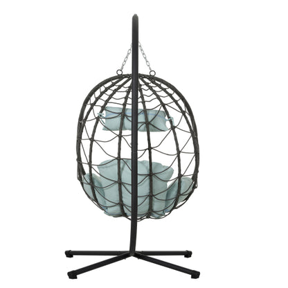 Wicker Hanging Egg Chair with Stand — Indoor & Outdoor Swing Chair