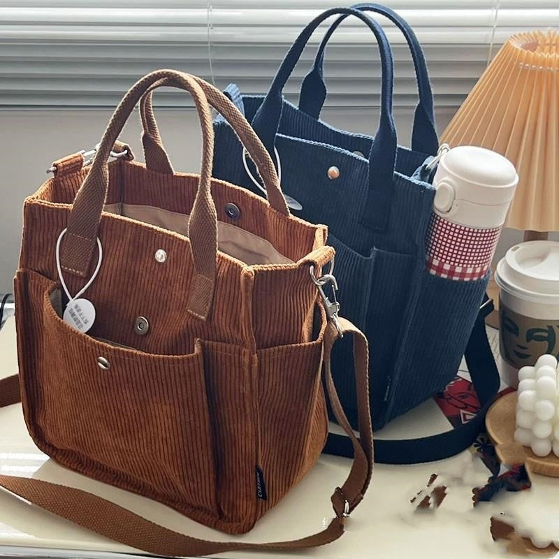 Corduroy Multi-Pocket Messenger Bag