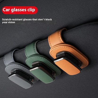 Leather Car Sunglasses Holder - Visor Clip Eyeglasses Storage Organizer