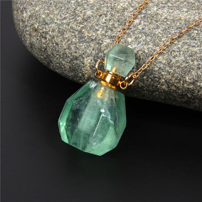 Natural White Crystal Perfume Bottle - Essential Oil Aromatherapy Pendant Necklace