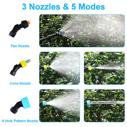 Electric Garden Sprayer – 5L Battery-Powered with Telescopic Wand & 3 Nozzles