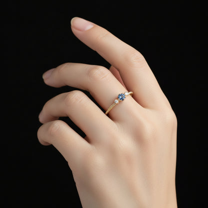 ROMAD Ocean Blue Rhinestone Rings  Gold Silver Rings for Wedding Engagement