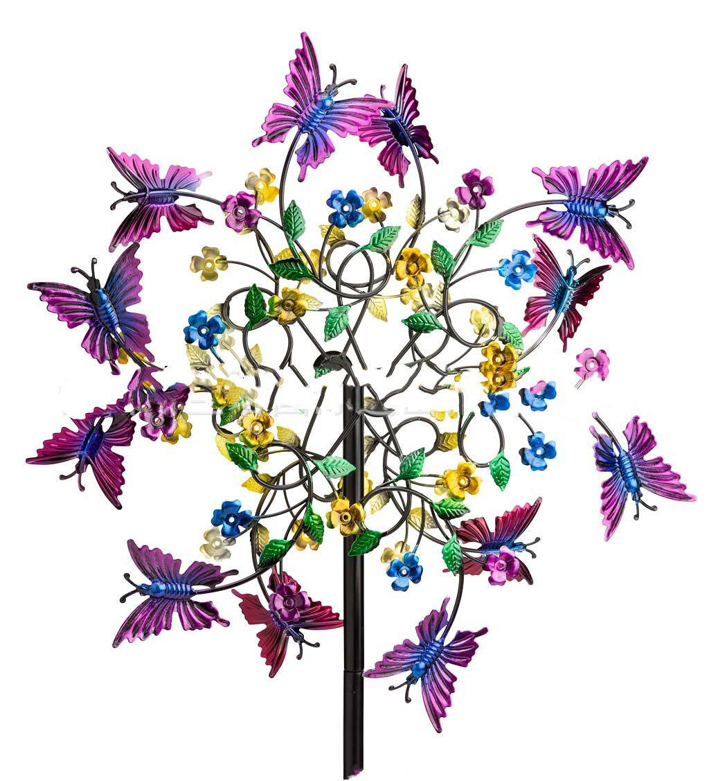 Wrought Iron Butterfly Windmill Garden Decoration Flower Rotating Windmill