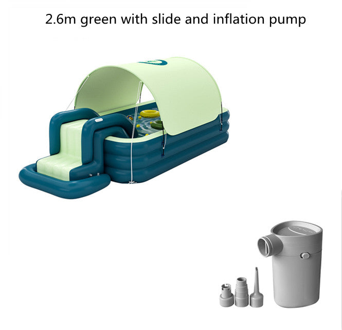 Children's Inflatable Swimming Pool with Shade & Slide