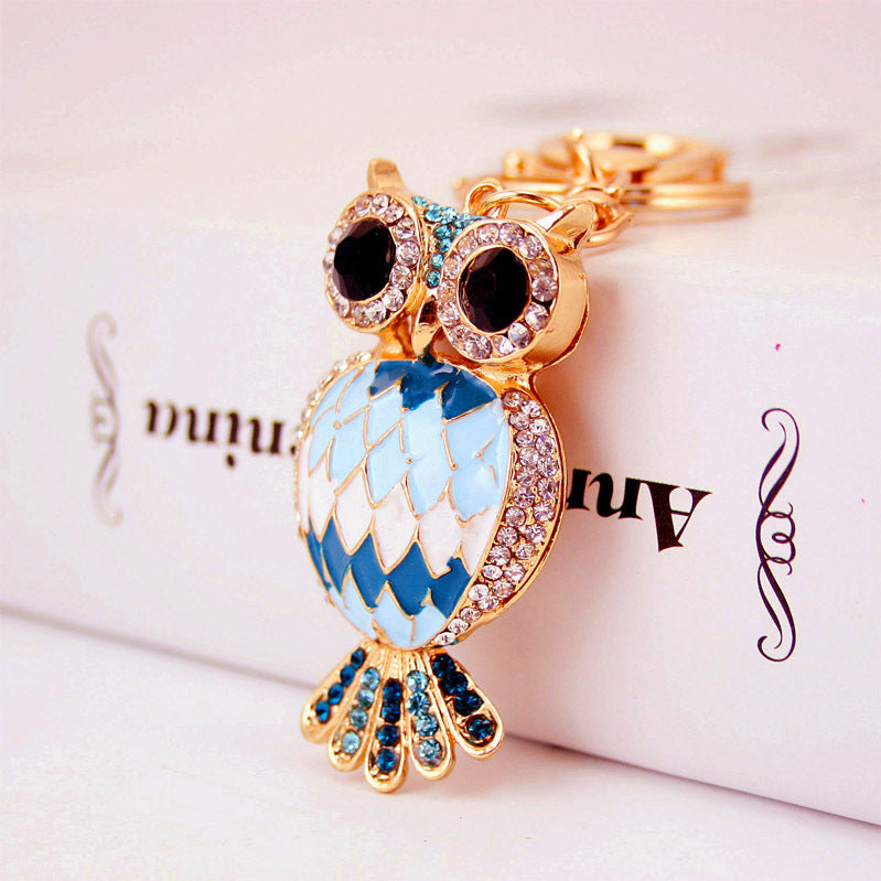 Creative Cartoon Diamond  Owl Car Keychain Pendant