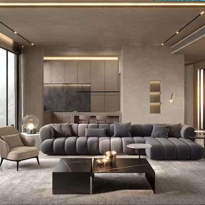 L-Shape Modular Sectional Sofa – Large Velvet Corner Couch
