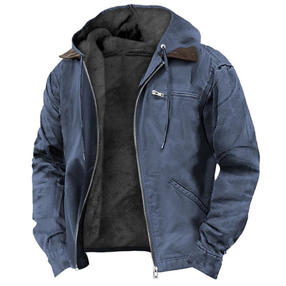 Men's Warm Fleece Zip-up Jacket with Hood & Pockets