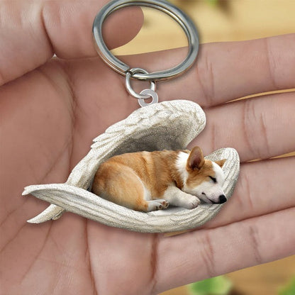 Angel 🪽 wings covering are sleeping bestie fur buddies memories Keychain