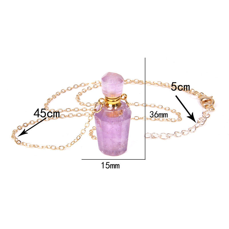 Natural White Crystal Perfume Bottle - Essential Oil Aromatherapy Pendant Necklace