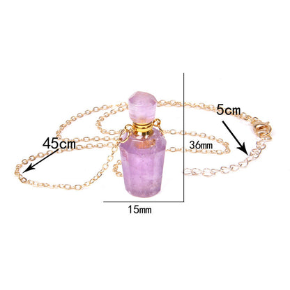 Natural White Crystal Perfume Bottle - Essential Oil Aromatherapy Pendant Necklace