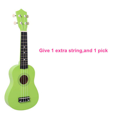 A wooden guitar for children.