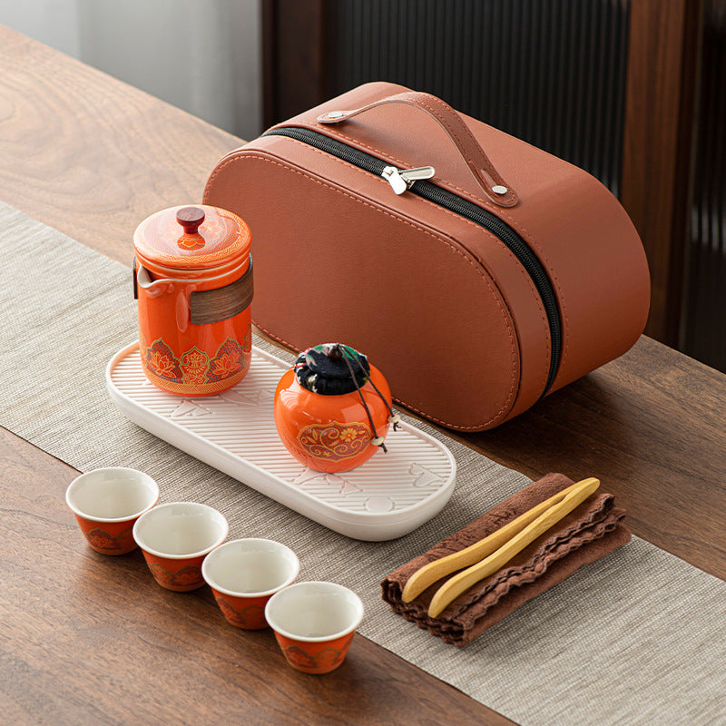 Tea Set Suit Ceramic One Pot Four Cups Gift Box