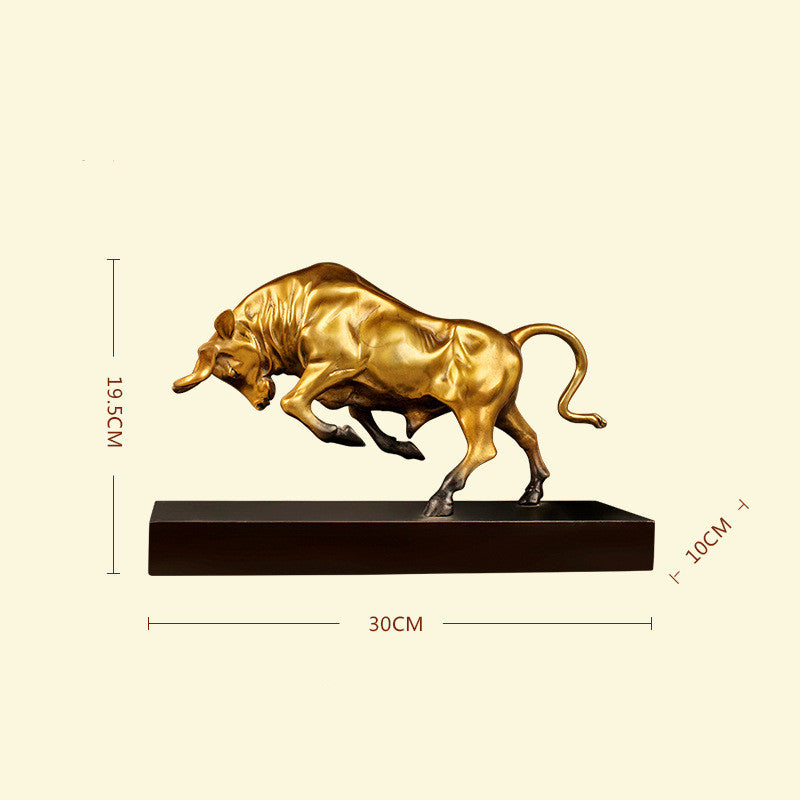 Premium Brass Bull Sculpture - Handcrafted Copper Desk Statue