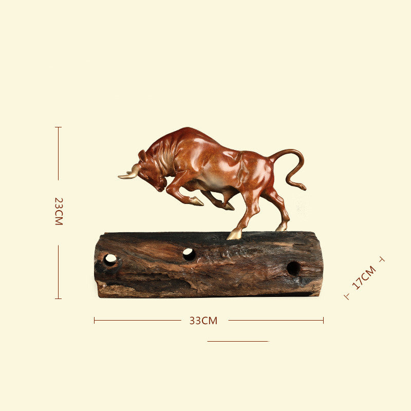 Premium Brass Bull Sculpture - Handcrafted Copper Desk Statue